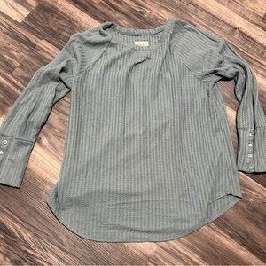 Chaser Greenish-Gray Long Sleeve Ribbed Top